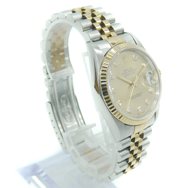 ROLEX Rolex Datejust 10P diamond 16233G T number SS / YG self-winding gold dial watch