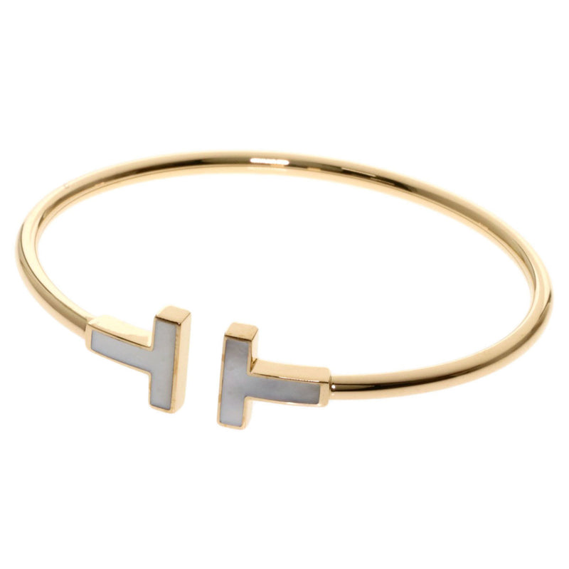 Tiffany T Wire White Shell Bracelet K18 Pink Gold Ladies