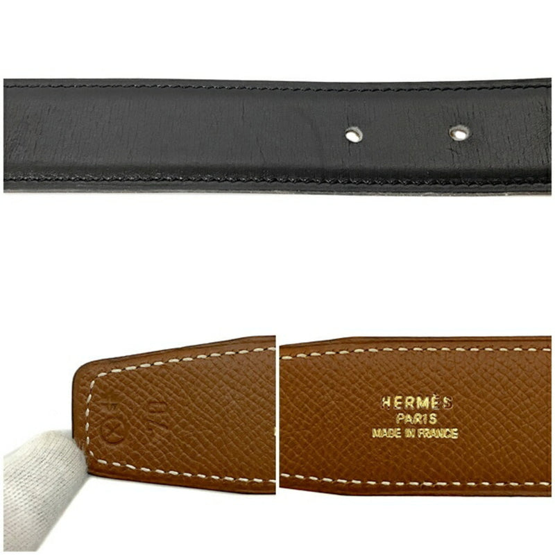 Hermes H Belt Black Brown Gold Constance Leather GP Box Calf Muffler Taurillon Cremas  X Engraved HERMES 3mm 73cm Waist Ladies