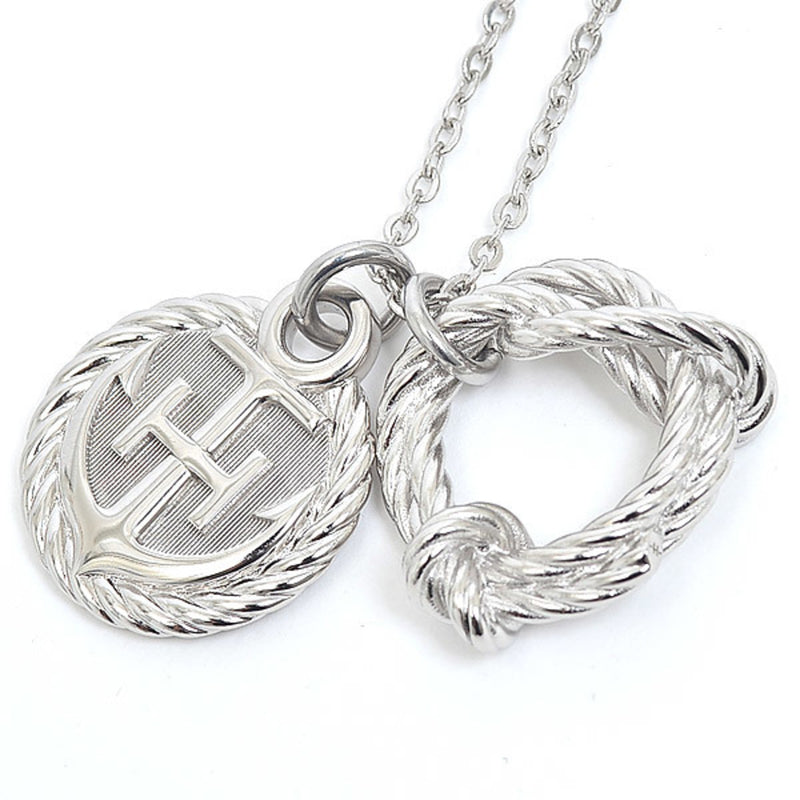 Hermes Cordage Rope Necklace Metal Silver Men