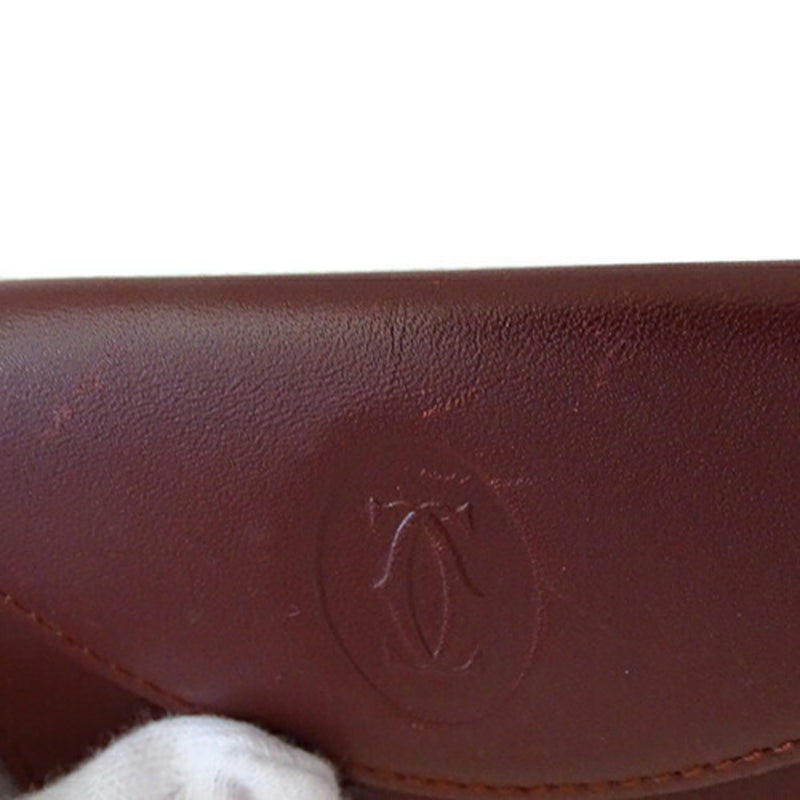 Cartier Mast Coin Purse Leather Bordeaux