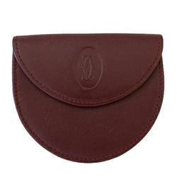 Cartier Mast Coin Purse Leather Bordeaux