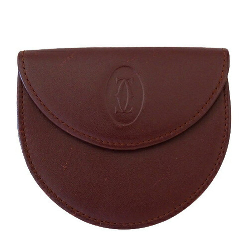 Cartier Mast Coin Purse Leather Bordeaux