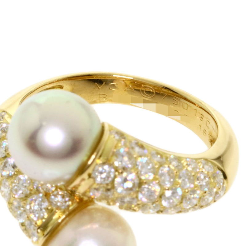 Van Cleef & Arpels Pearl Diamond Rings K18 Yellow Gold Ladies