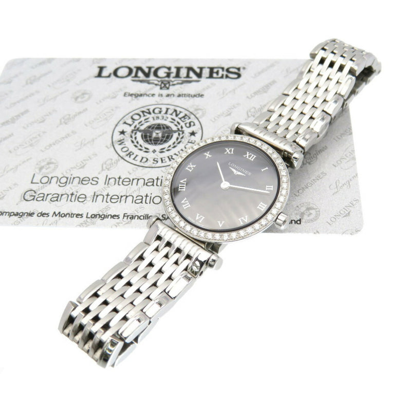 Longines La Grand Classic Diamond Bezel L4.210.0 Quartz Watch SS / Black Dial