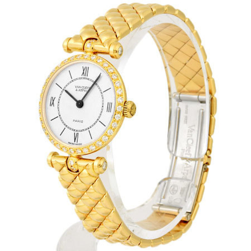 Van Cleef & Arpels Classic La Collection Diamond Bezel K18 Yellow Gold Ladies Watch Quartz White Dial 18901 B1