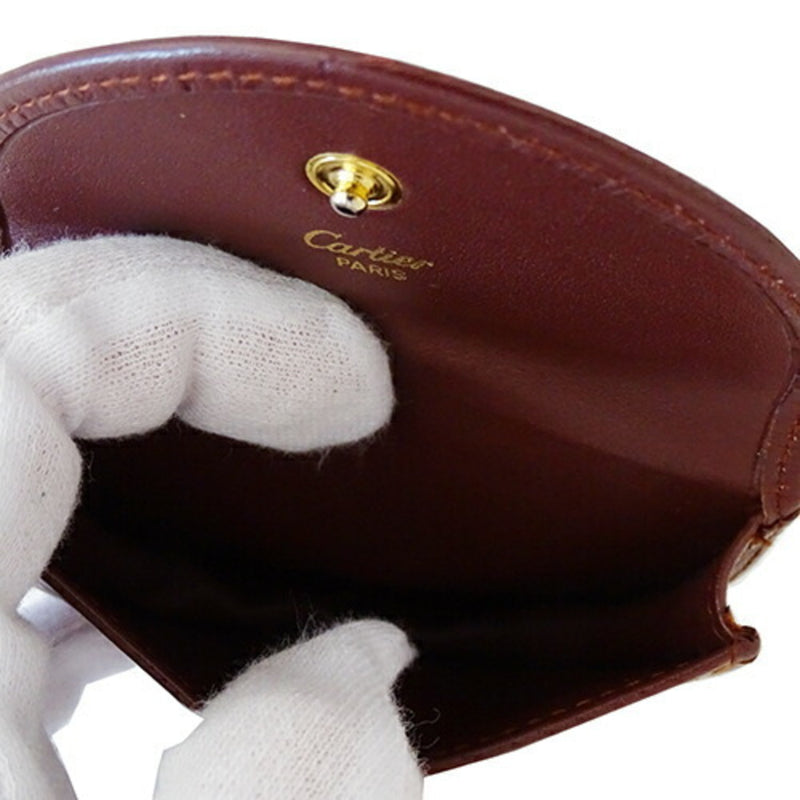 Cartier Mast Coin Purse Leather Bordeaux