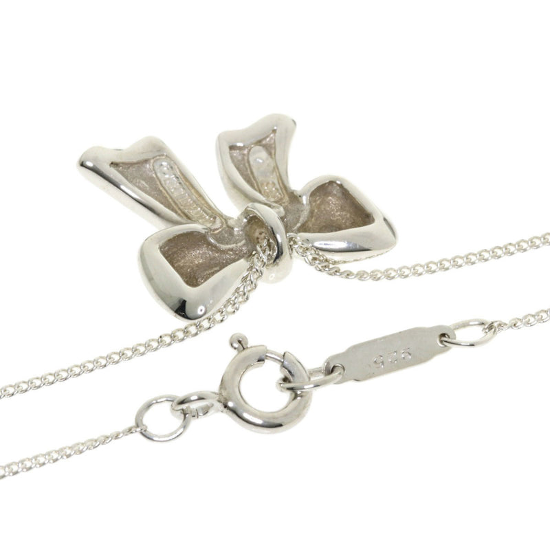 Tiffany Ribbon Necklace Silver Ladies