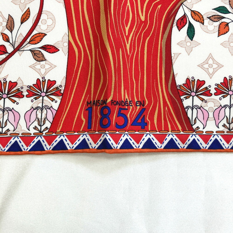 Louis Vuitton Scarf Carre Tree of M76135 100% Silk Red Ladies LOUIS VUITTON