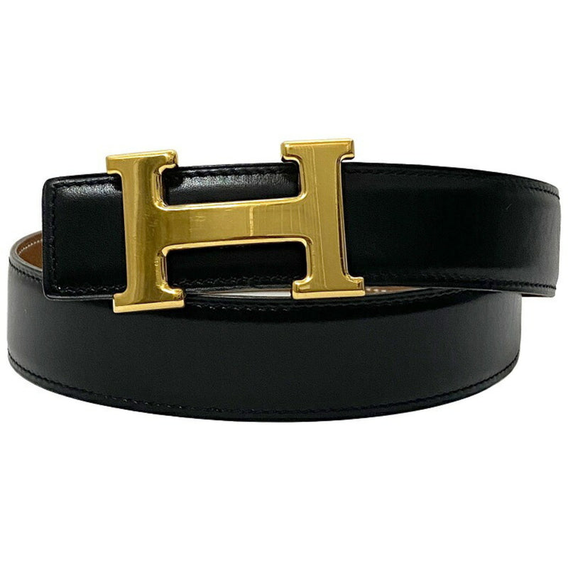 Hermes H Belt Black Brown Gold Constance Leather GP Box Calf Muffler Taurillon Cremas  X Engraved HERMES 3mm 73cm Waist Ladies