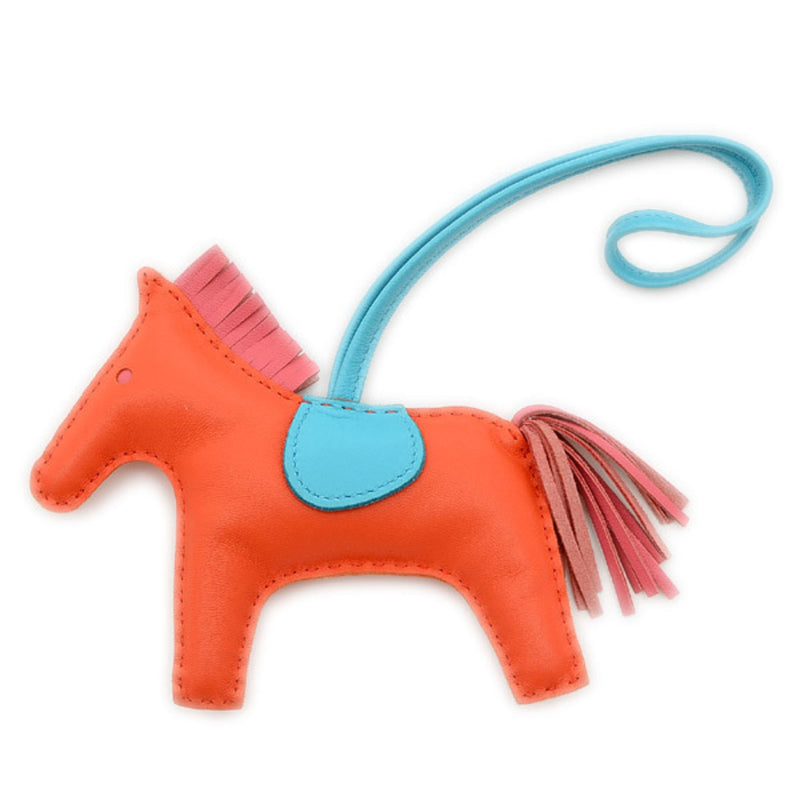 Hermes Rodeo MM Charm Anumilo Orange Poppy Rose Azare Blue Sun Seal