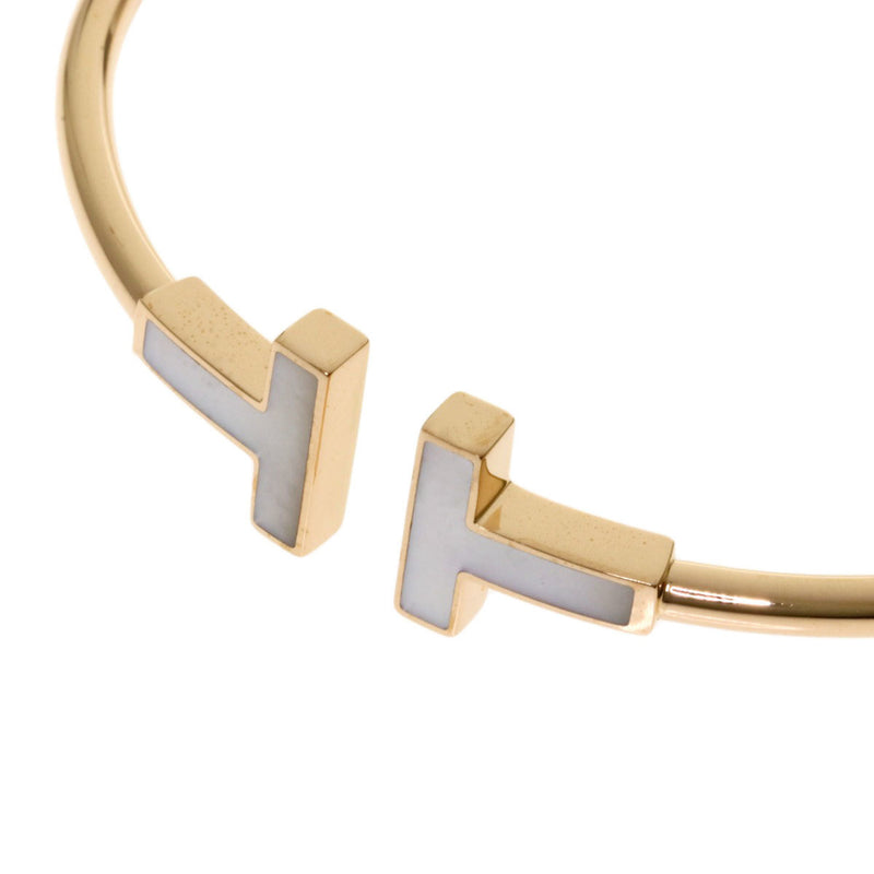Tiffany T Wire White Shell Bracelet K18 Pink Gold Ladies
