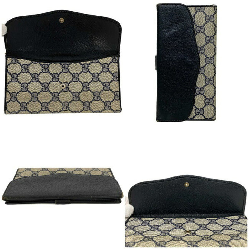 Gucci Navy Beige Collection 64 03 110 Wallet PVC Leather GUCCI W Axco GG Womens Mens