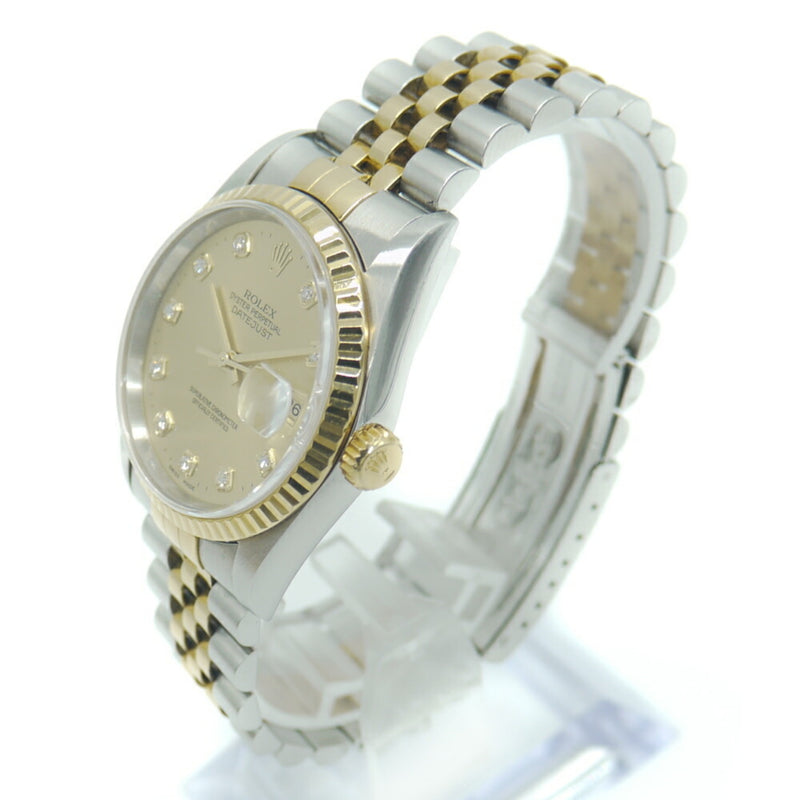 ROLEX Rolex Datejust 10P diamond 16233G T number SS / YG self-winding gold dial watch