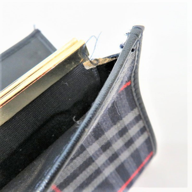 Burberry Nova Check Navy Folded Gama Mouth Purse Ladies