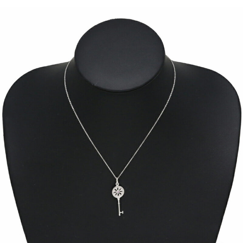 Tiffany Daisy Key 1P Pink Sapphire Women's Necklace 750 White Gold