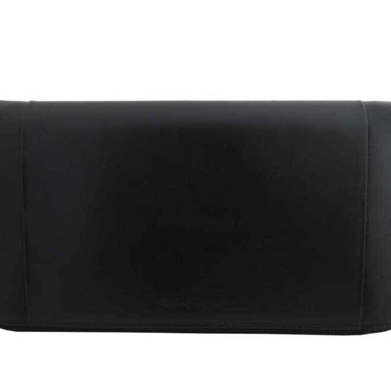 Salvatore Ferragamo Organizer Logo Black Silver Hardware Leather Long Wallet Mens