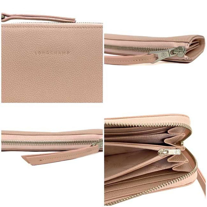 Longchamp L-shaped long wallet Pink Le Flone 3418 021 507 Leather LONGCHAMP Ladies
