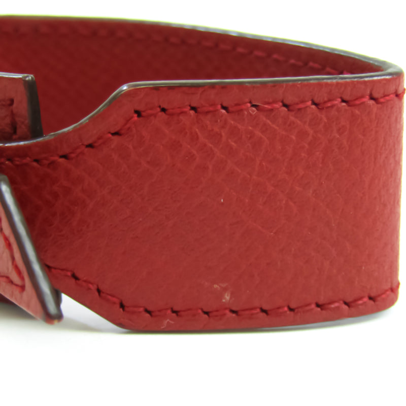 Hermes Artemis Leather,Metal Bracelet Gold,Red