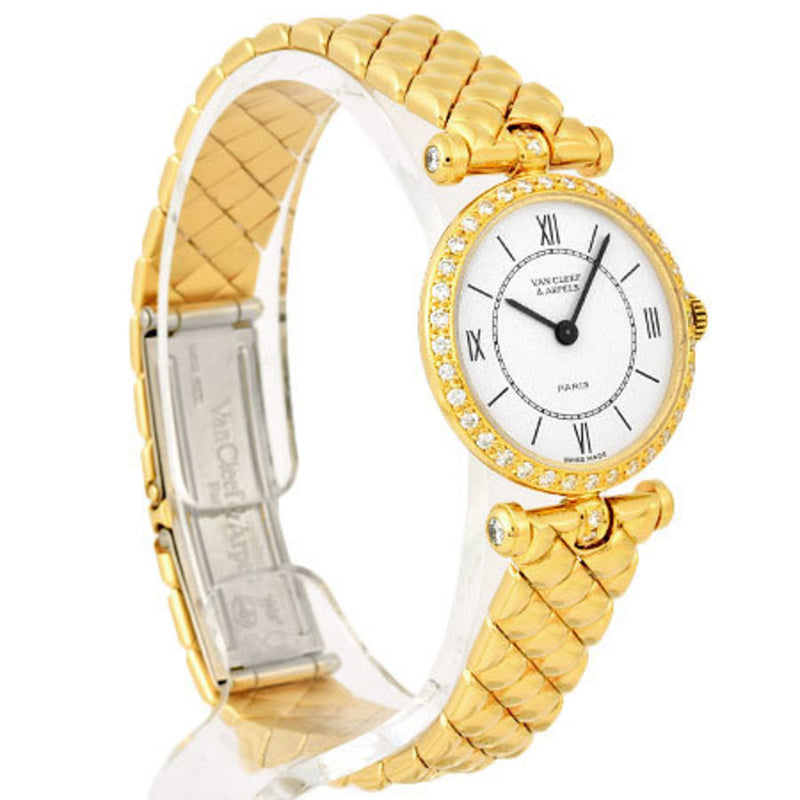 Van Cleef & Arpels Classic La Collection Diamond Bezel K18 Yellow Gold Ladies Watch Quartz White Dial 18901 B1