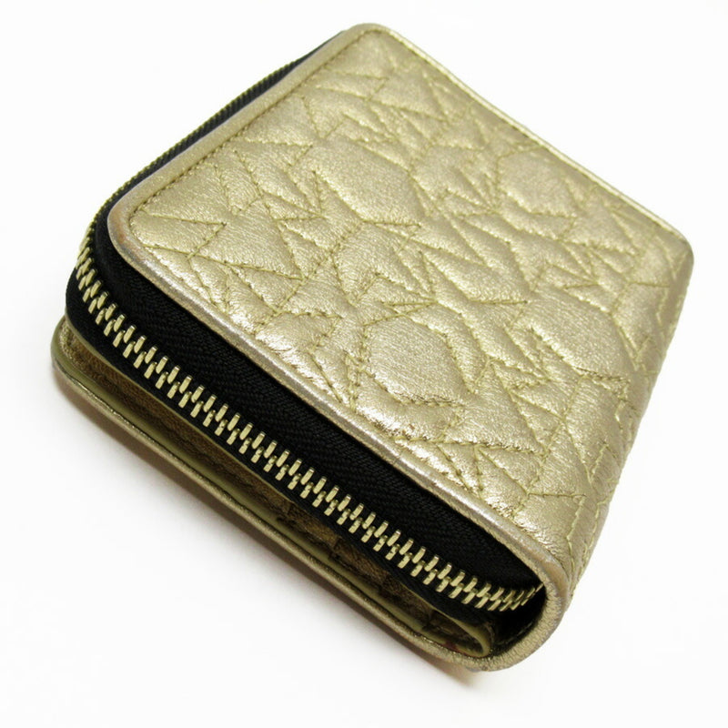 Jimmy Choo Bi-Fold Wallet Star Stitch Gold Leather