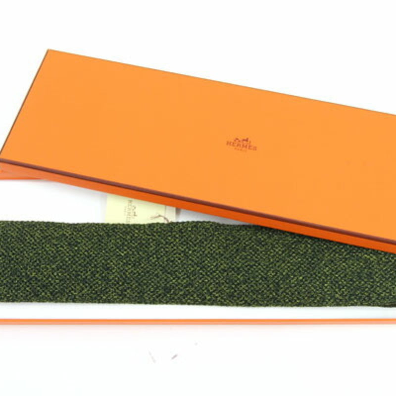 Hermes Necktie Green Silk 100% Narrow Tie Men