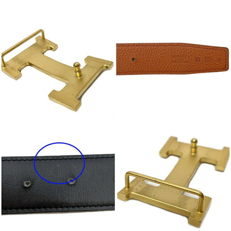 Hermes H Belt Black Orange Gold Guilloche Leather Box Calf Muffler Taurillon Cremas  K Engraved HERMES 31mm 83cm 98cm Mens Long Waist Metal Fittings