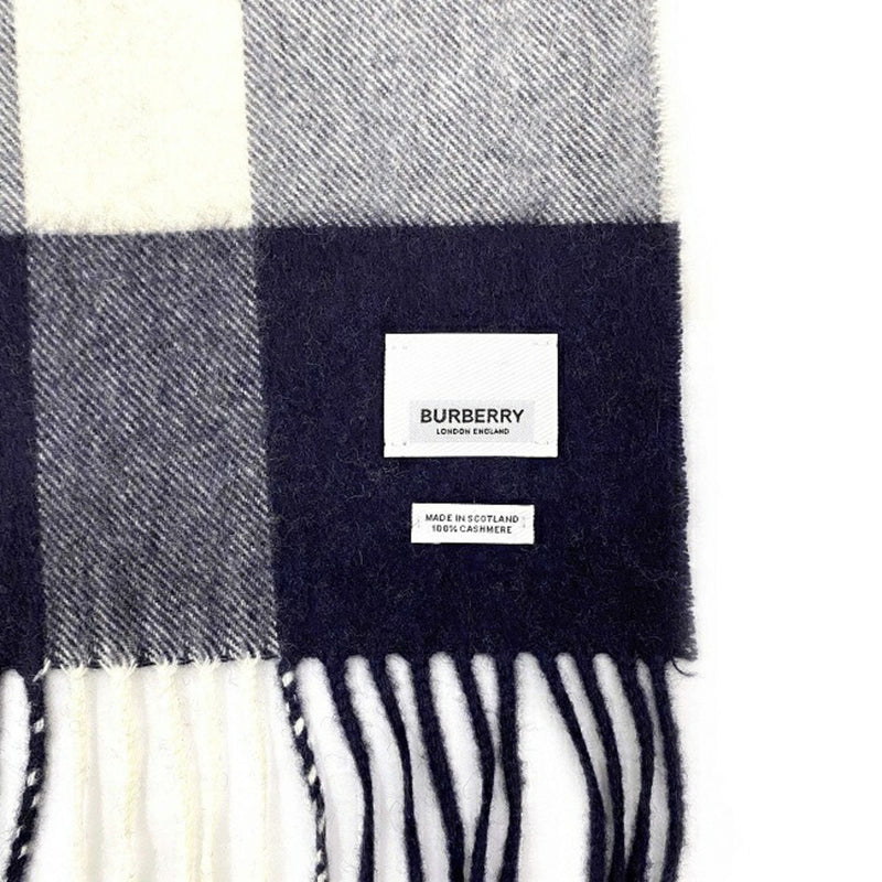 Burberry Muffler Navy White Red 8015553 Cashmere BURBERRY Blue Accessories Womens Mens