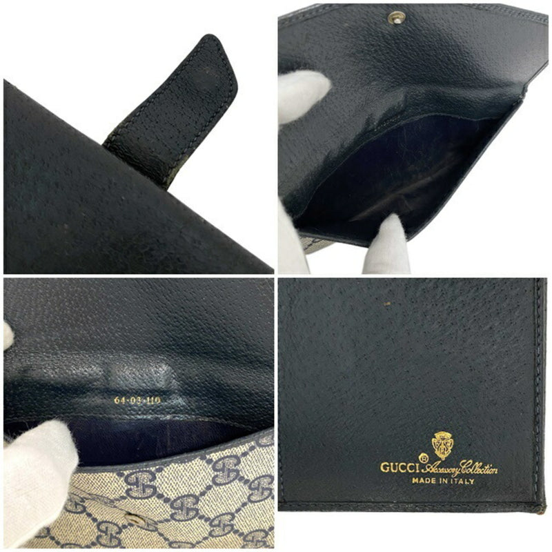 Gucci Navy Beige Collection 64 03 110 Wallet PVC Leather GUCCI W Axco GG Womens Mens