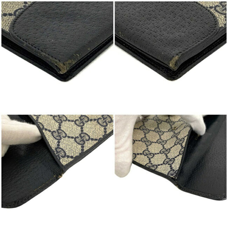 Gucci Navy Beige Collection 64 03 110 Wallet PVC Leather GUCCI W Axco GG Womens Mens