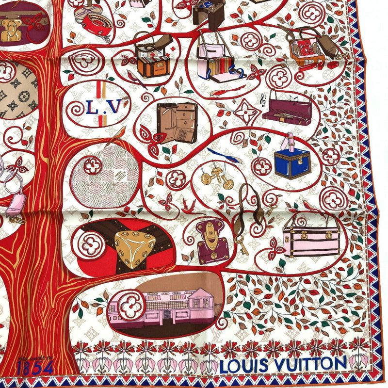Louis Vuitton Scarf Carre Tree of M76135 100% Silk Red Ladies LOUIS VUITTON