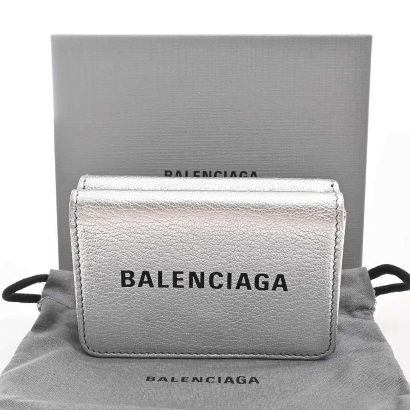 Balenciaga Womens Leather Wallet (tri-fold) Silver