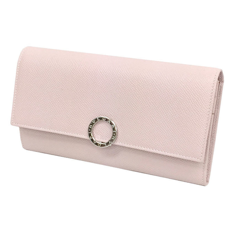 BVLGARI logo clip long bi-fold wallet 30415 grain leather pink ladies