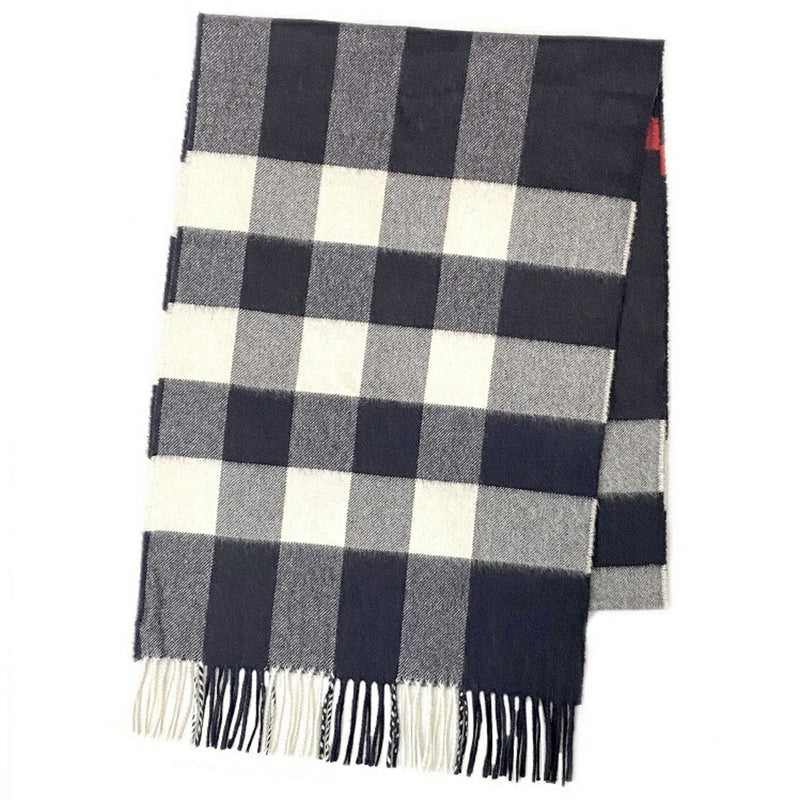 Burberry Muffler Navy White Red 8015553 Cashmere BURBERRY Blue Accessories Womens Mens