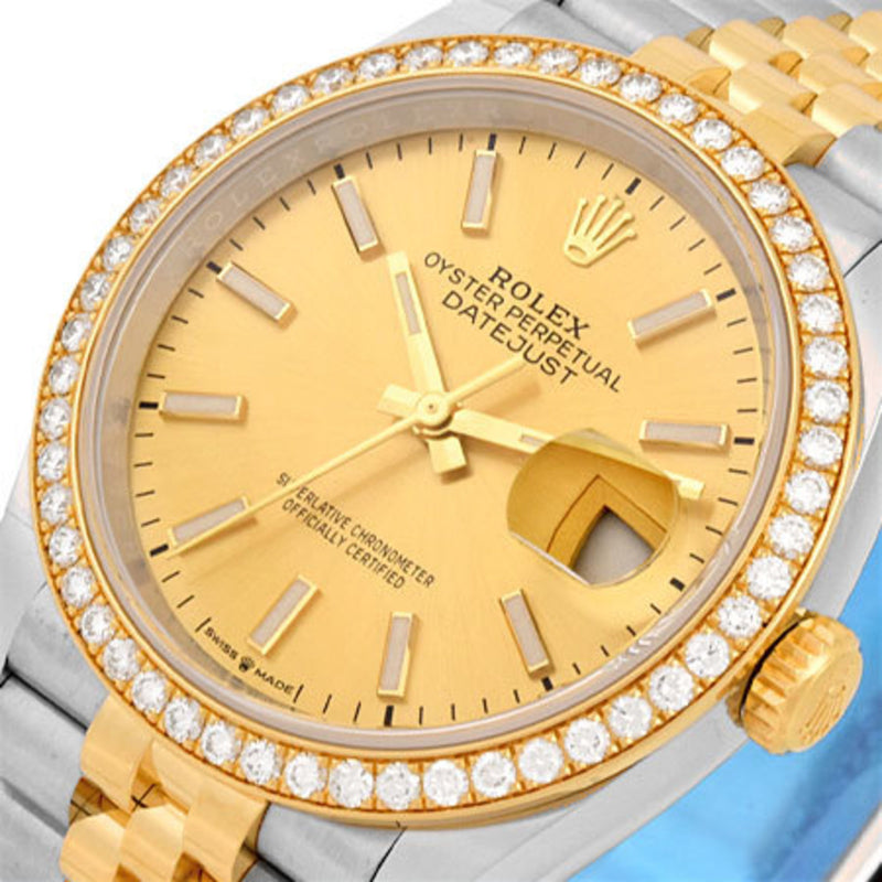 Rolex ROLEX Datejust Diamond Bezel 126283RBR YG x SS Combination Random Mens Watch Self-winding Champagne Dial