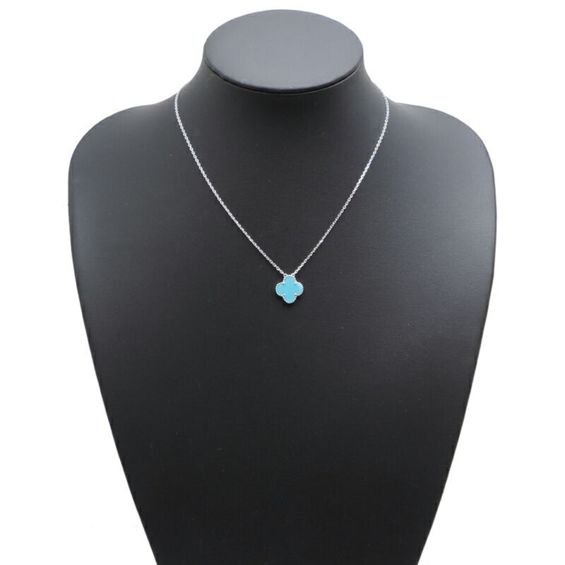 Van Cleef & Arpels Alhambra Turquoise Women's Necklace 750 White Gold Blue