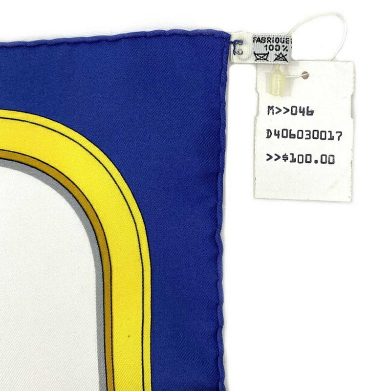 Hermes Scarf Muffler Carre 90 Navy White Gold GRAND APPARAT Silk 100% HERMES Horse Dressed Pattern Ladies Accessory