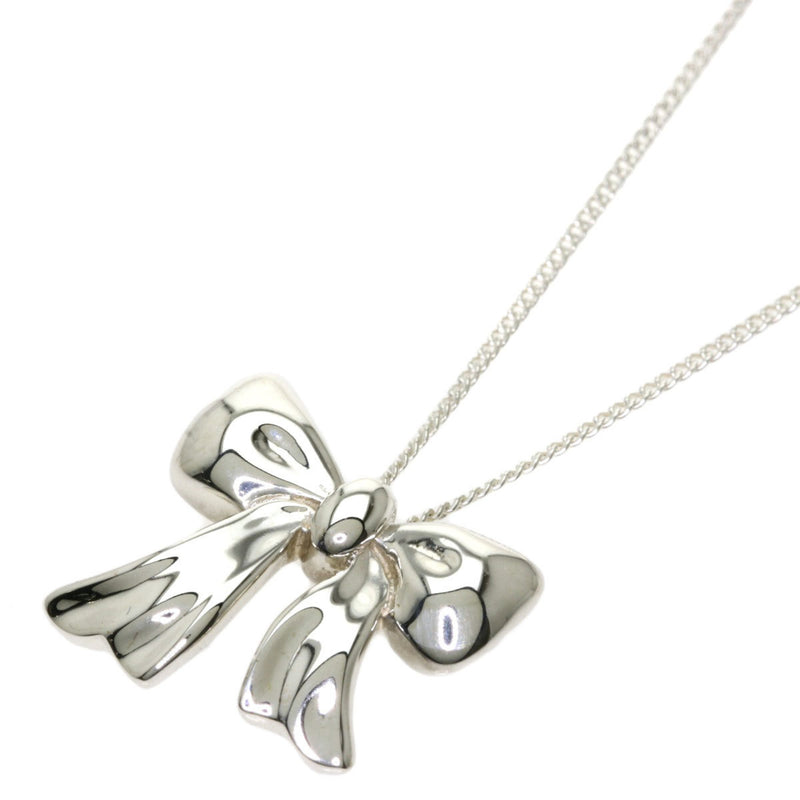 Tiffany Ribbon Necklace Silver Ladies