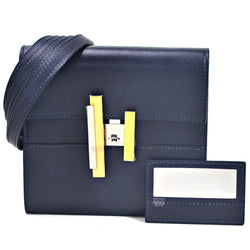 Hermes Shoulder Wallet Portefeuille Cinhetic Mini Blue Nui Villandry Calfskin Ladies