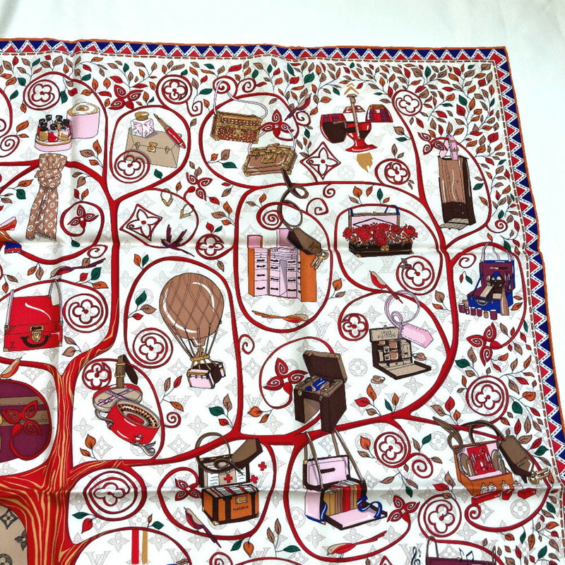 Louis Vuitton Scarf Carre Tree of M76135 100% Silk Red Ladies LOUIS VUITTON