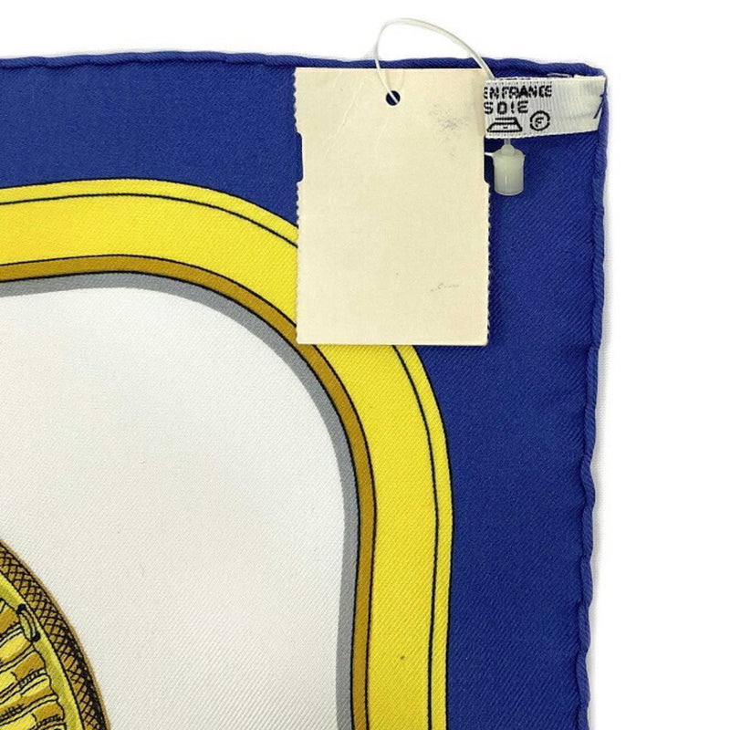 Hermes Scarf Muffler Carre 90 Navy White Gold GRAND APPARAT Silk 100% HERMES Horse Dressed Pattern Ladies Accessory
