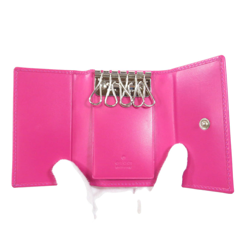 Gucci 75707 logo embossed key case leather ladies