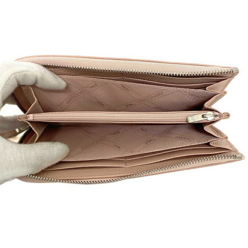 Longchamp L-shaped long wallet Pink Le Flone 3418 021 507 Leather LONGCHAMP Ladies