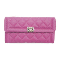 CHANEL Boy Chanel flap caviar skin long wallet A80286 B00317 N5030 pink