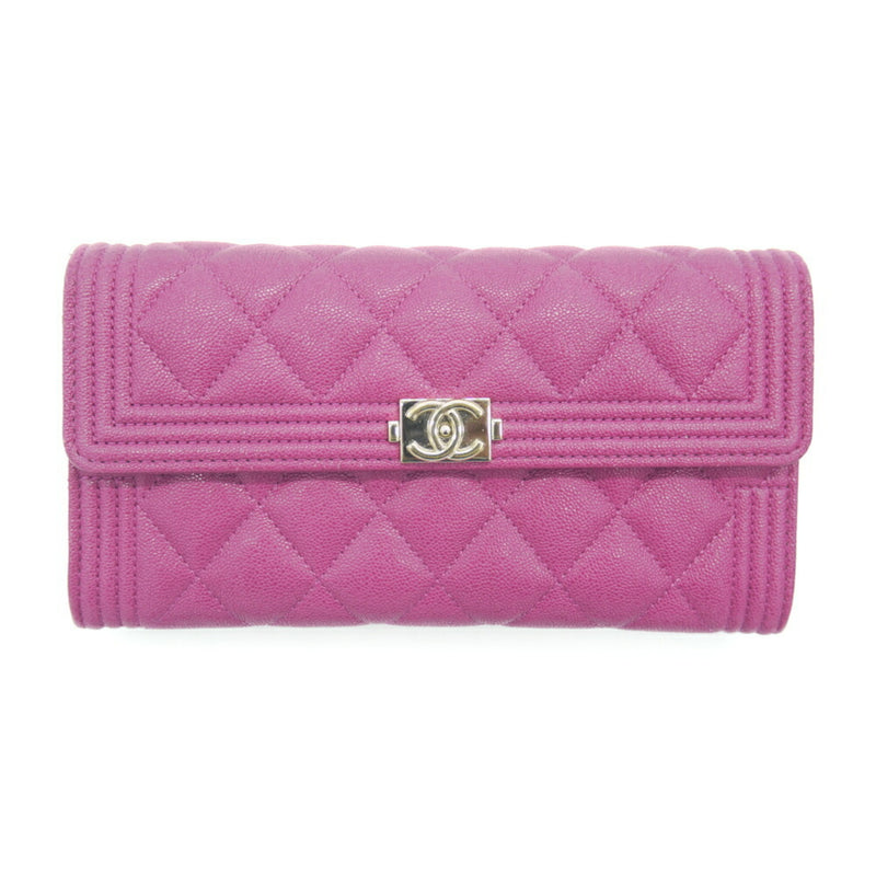 CHANEL Boy Chanel flap caviar skin long wallet A80286 B00317 N5030 pink