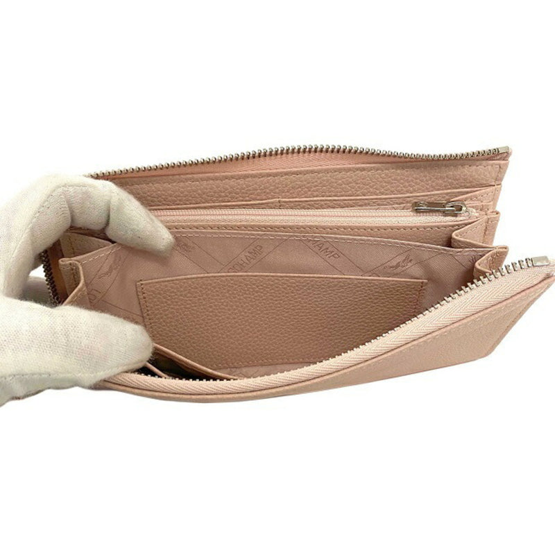 Longchamp L-shaped long wallet Pink Le Flone 3418 021 507 Leather LONGCHAMP Ladies