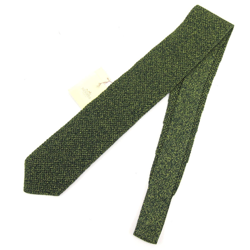 Hermes Necktie Green Silk 100% Narrow Tie Men