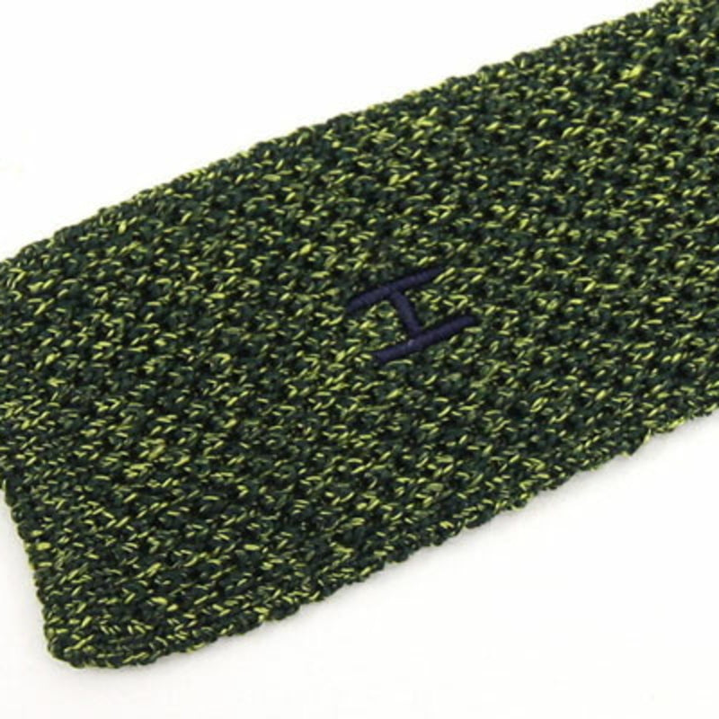 Hermes Necktie Green Silk 100% Narrow Tie Men