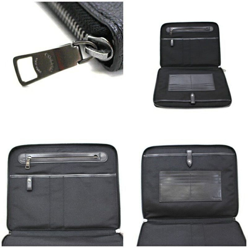 Coach Clutch Bag Second Back iPad Case Leather F25473 Black COACH Men's