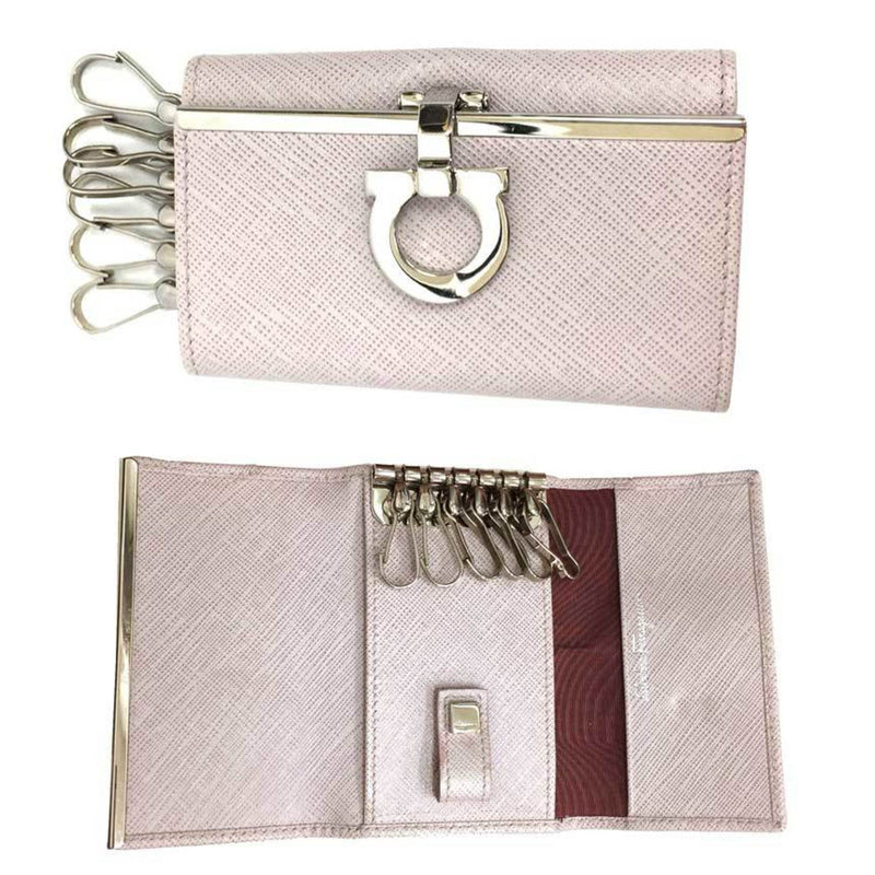 Salvatore Ferragamo Gancio Key Case 224627 Leather Pink Women's Wallet